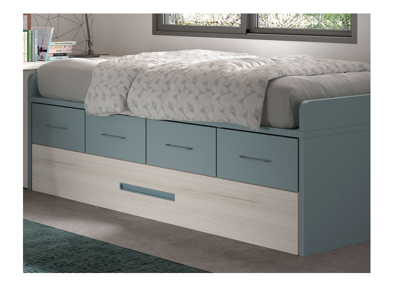 Cama compacta con cama nido y cajones