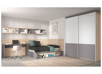 Habitación juvenil con cama y escritorio en oferta