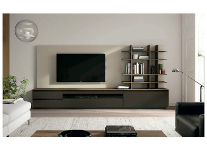 Salón moderno con panel para TV