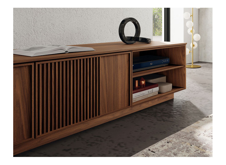 Mueble de TV con huecos y puertas