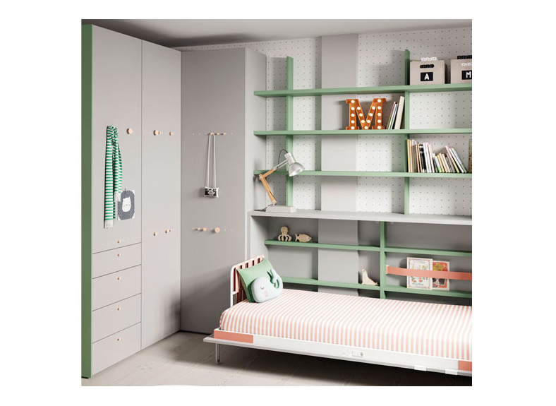 Dormitorio juvenil con cama abatible horizontal