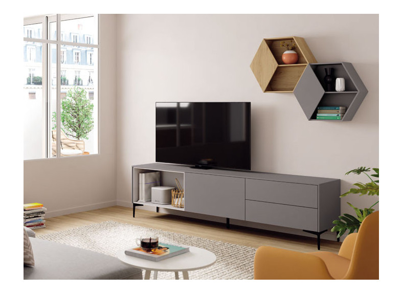 mueble tv con estantes