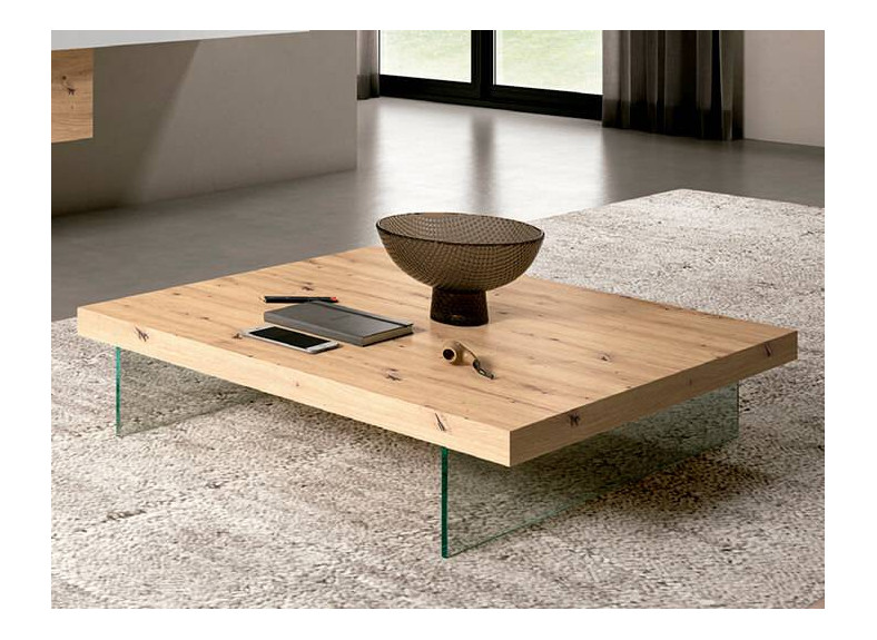 Mesa de centro de madera con patas de metacrilato en Castellón