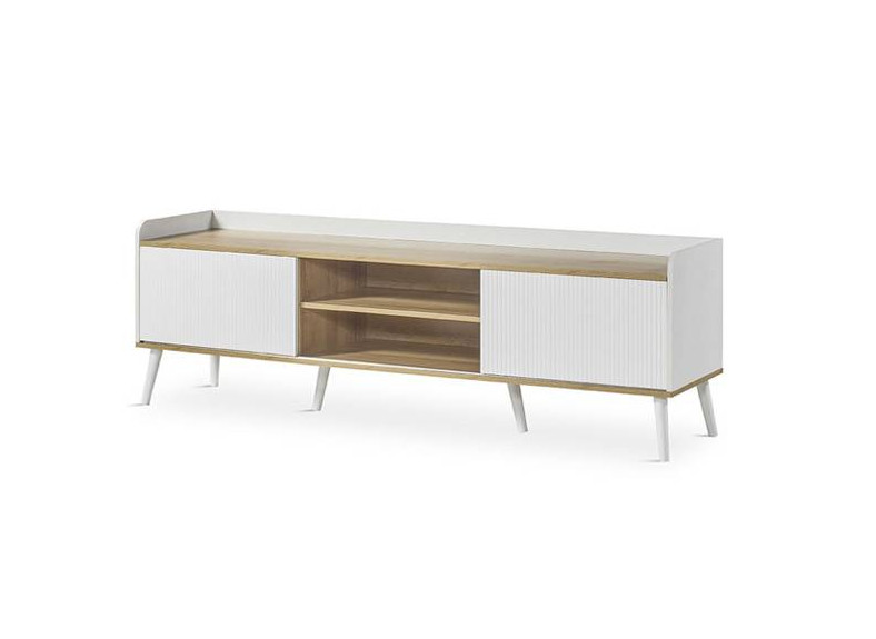 Mueble tv blanco y madera