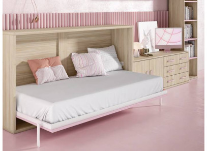 cama abatible rosa en tienda muebles Intermobel